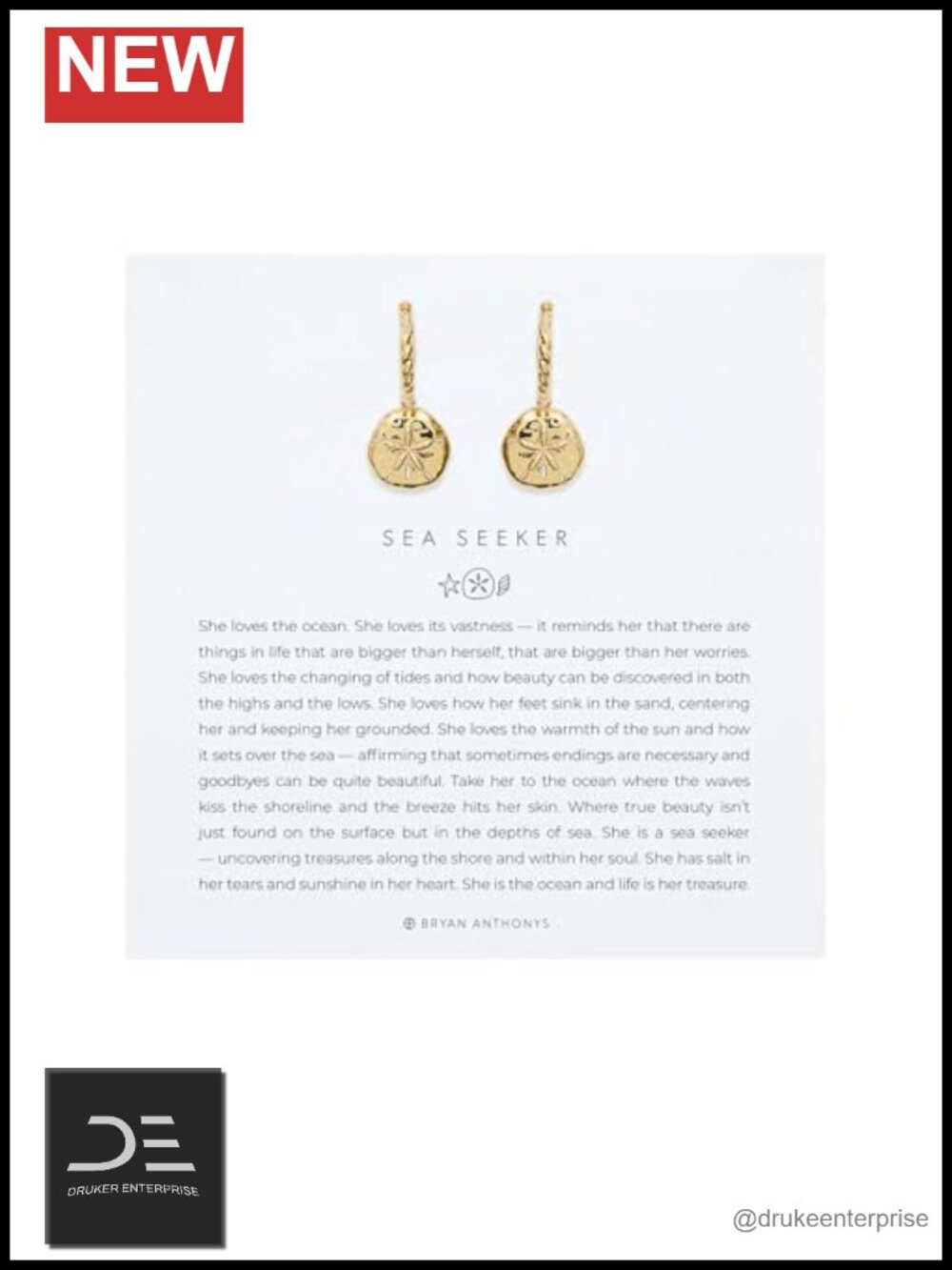 14k Gold Plated Huggie Earrings - Ocean Charm for Women - Nickel-Free